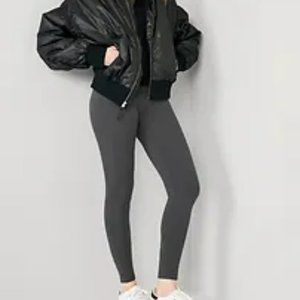 High-Waisted Fleece-Lined Leggings Charcoal